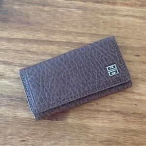 Givenchy 5 Ring Textured Brown Leather Key Holder 100% Authentic